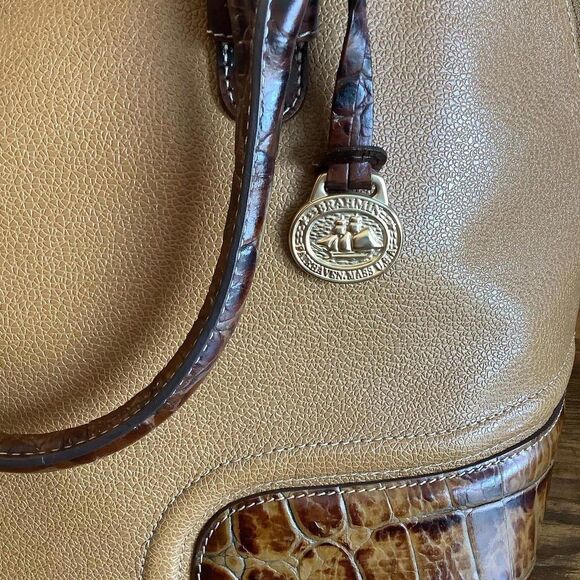 Vintage Brahmin “25th Anniversary”  Leather Handbag in Tan & Croc Print - Picture 2 of 9
